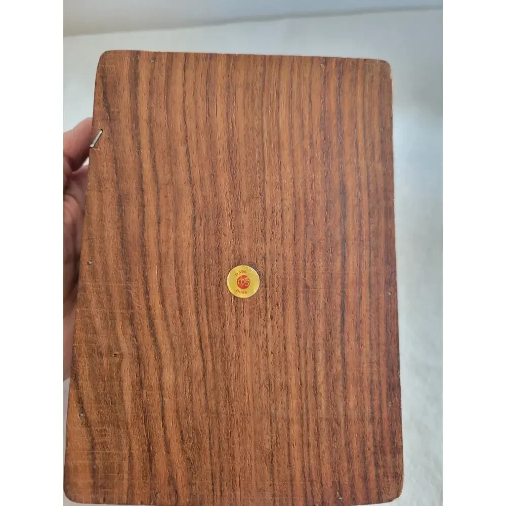 Vintage Hand Carved Wooden Jewelry Trinket Box Floral Inlay Keepsake Decor